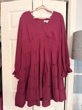 Emma & Michele Plum Purple Long Sleeve Dress Size 16